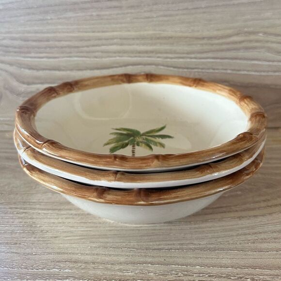HOME bamboo edged ceramic palm bowls - Picture 1 of 6